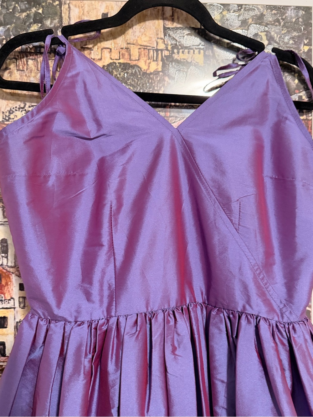Anthropologie Purple Satin Tiered Party Dress - Picture 3 of 10